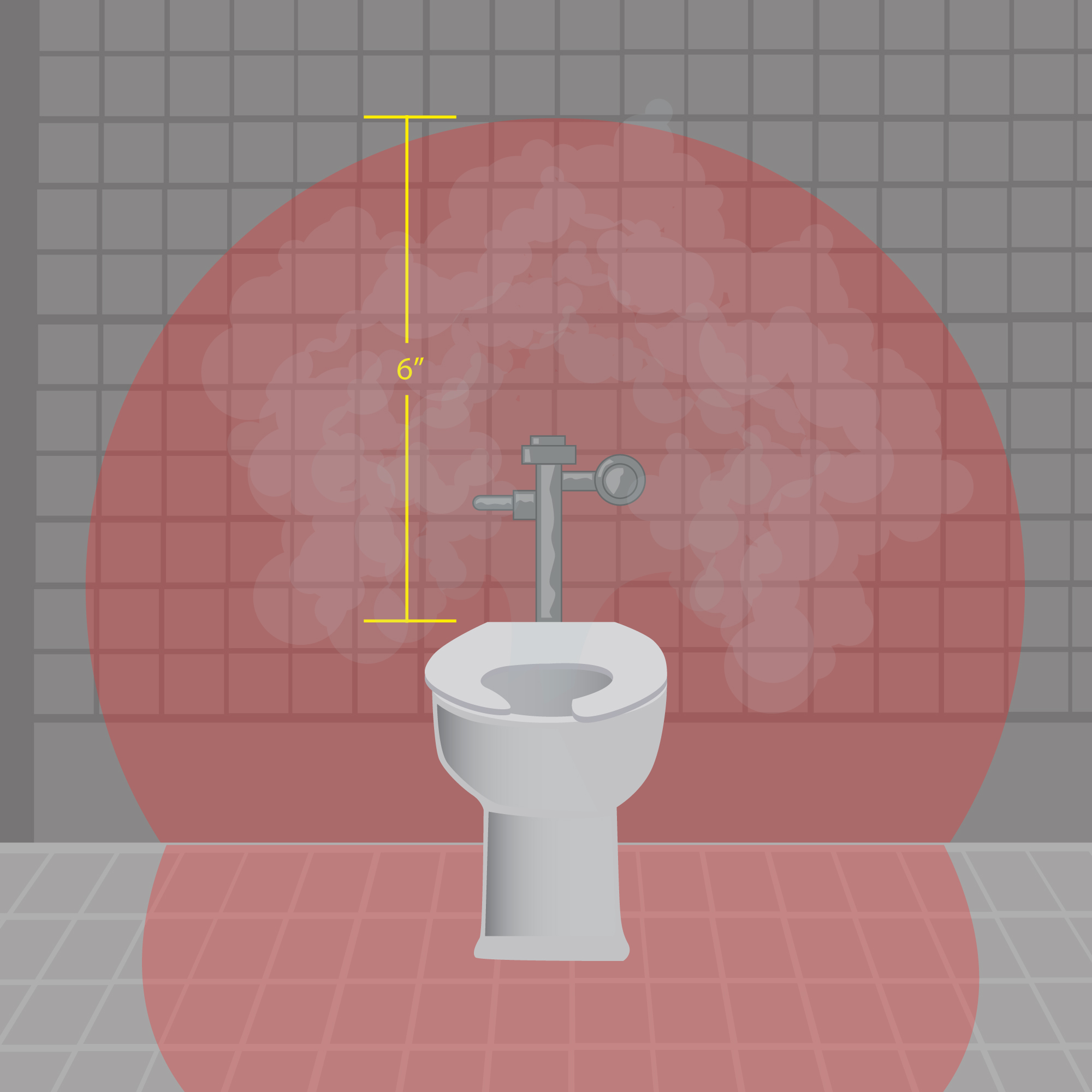 Toilet plume can reach up to six feet away